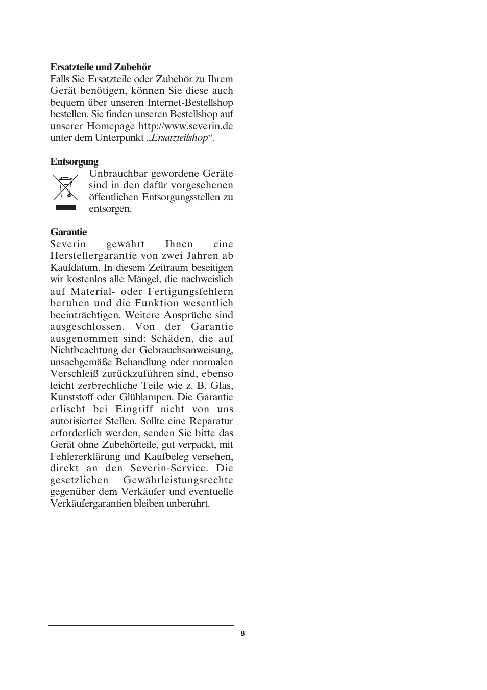 SEVERIN KH 2043 User Manual | Page 8 / 58