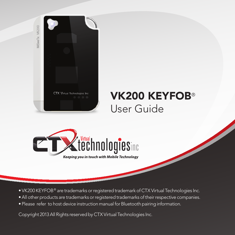 CTX Virtual Technologies The VK200 KEYFOB Virtual Keyboard User Manual | 49 pages