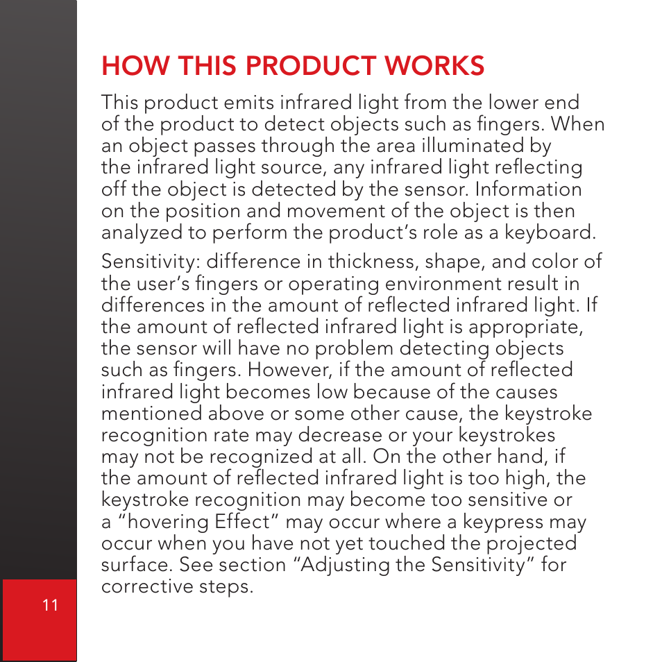 How this product works | CTX Virtual Technologies The VK200 KEYFOB Virtual Keyboard User Manual | Page 12 / 49