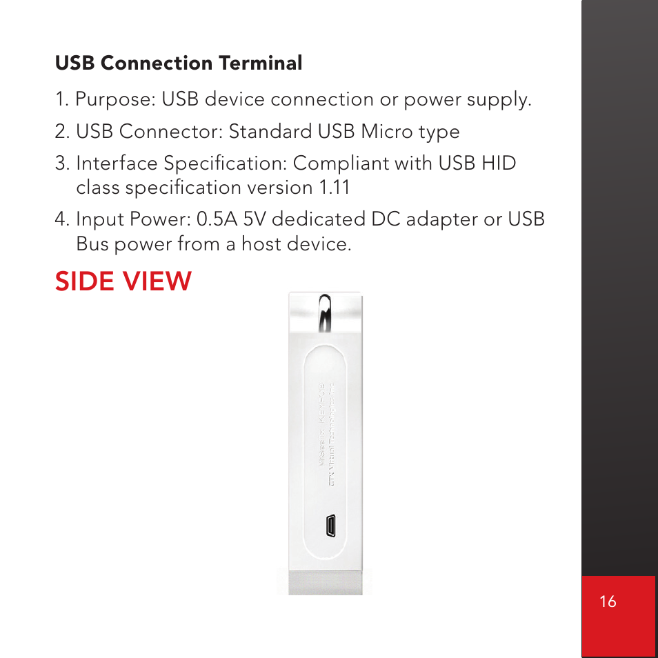 Side view | CTX Virtual Technologies The VK200 KEYFOB Virtual Keyboard User Manual | Page 17 / 49