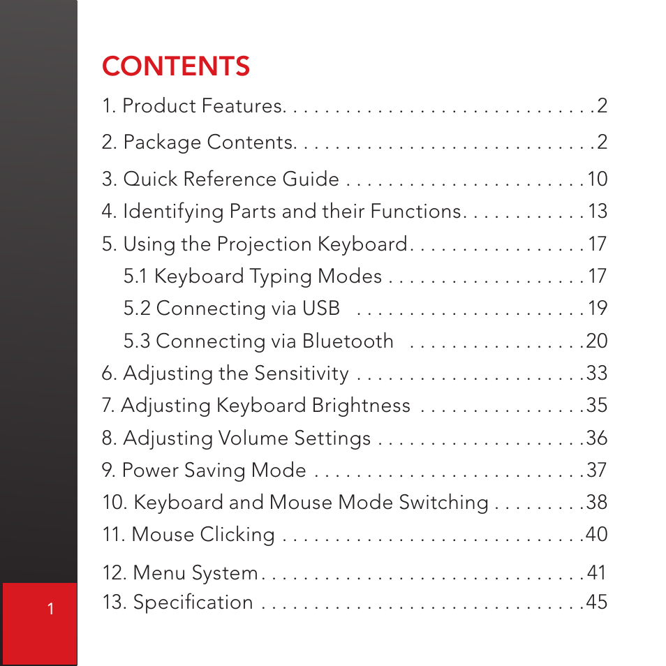 CTX Virtual Technologies The VK200 KEYFOB Virtual Keyboard User Manual | Page 2 / 49