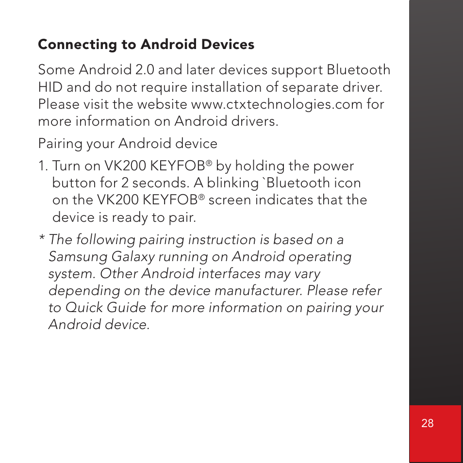 CTX Virtual Technologies The VK200 KEYFOB Virtual Keyboard User Manual | Page 29 / 49