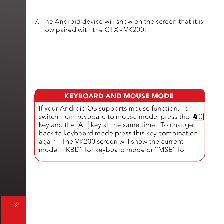 CTX Virtual Technologies The VK200 KEYFOB Virtual Keyboard User Manual | Page 32 / 49