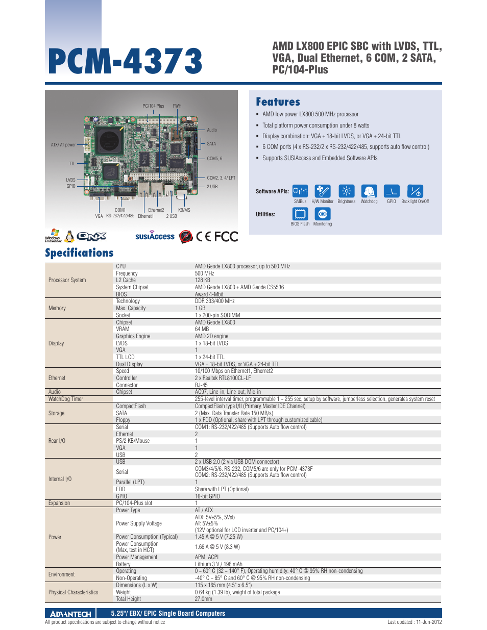 Impulse PCM-4373 User Manual | 2 pages