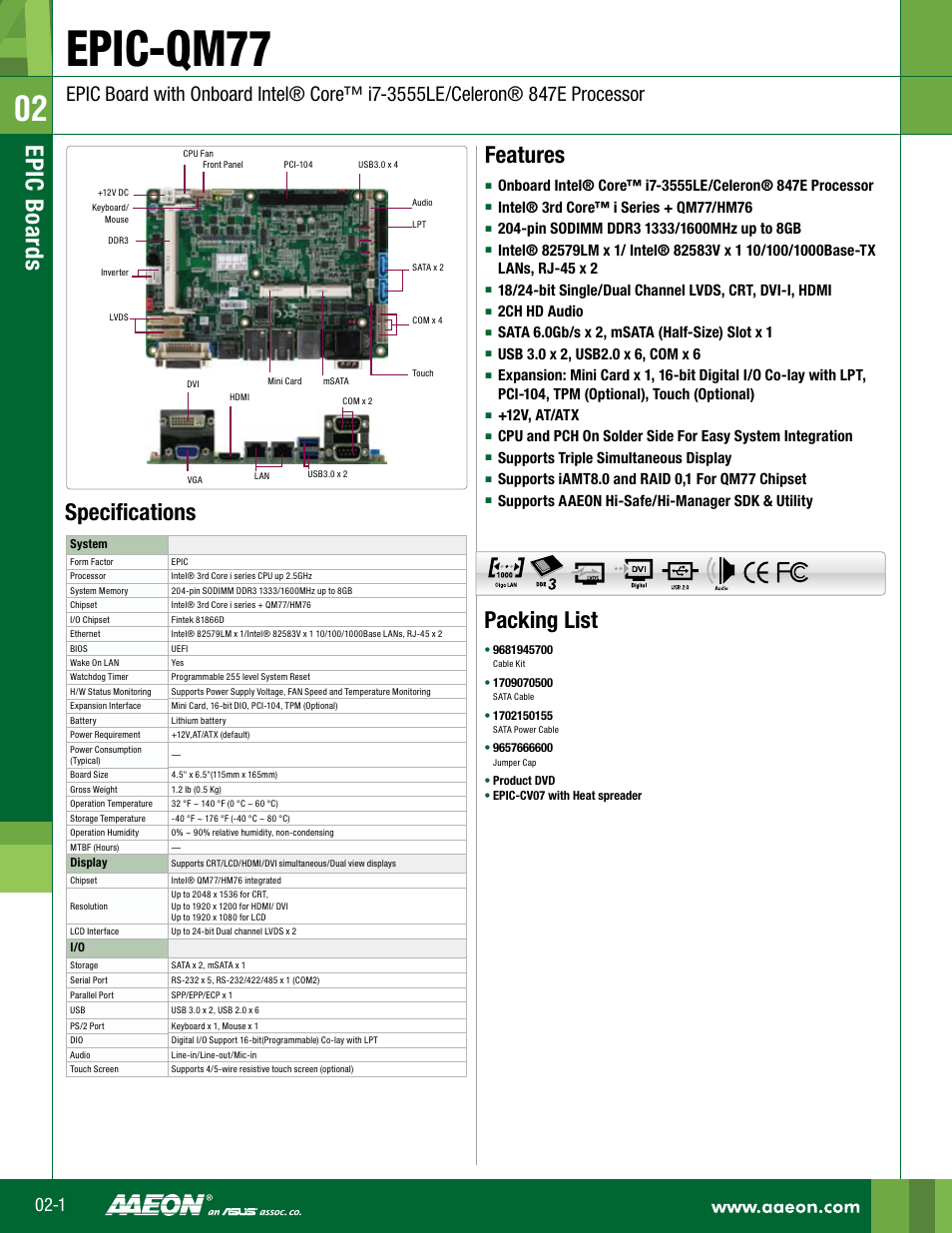 Impulse EPIC-QM77 User Manual | 2 pages