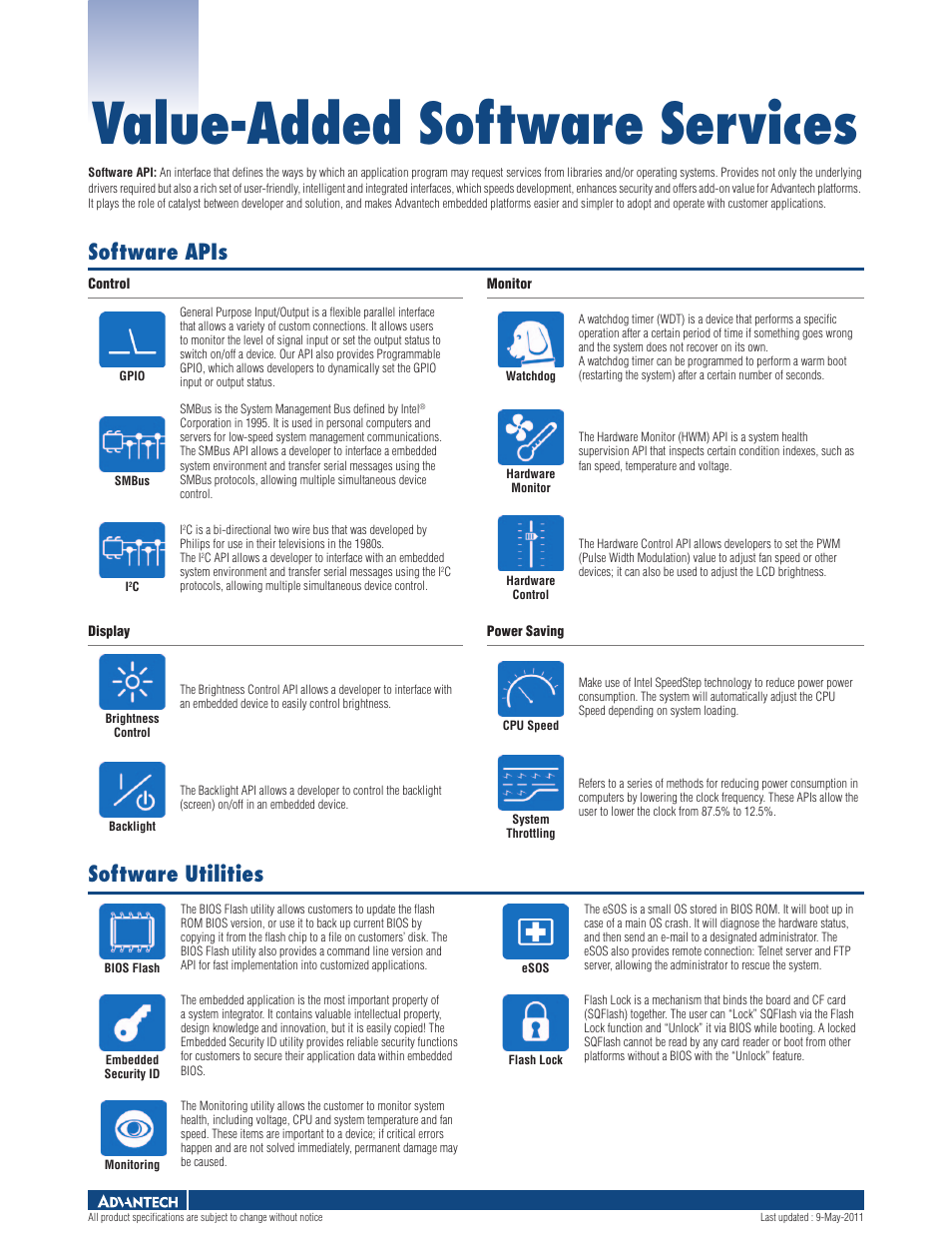 Value-added software services, Software apis, Software utilities | Impulse PCM-9375 User Manual | Page 3 / 3