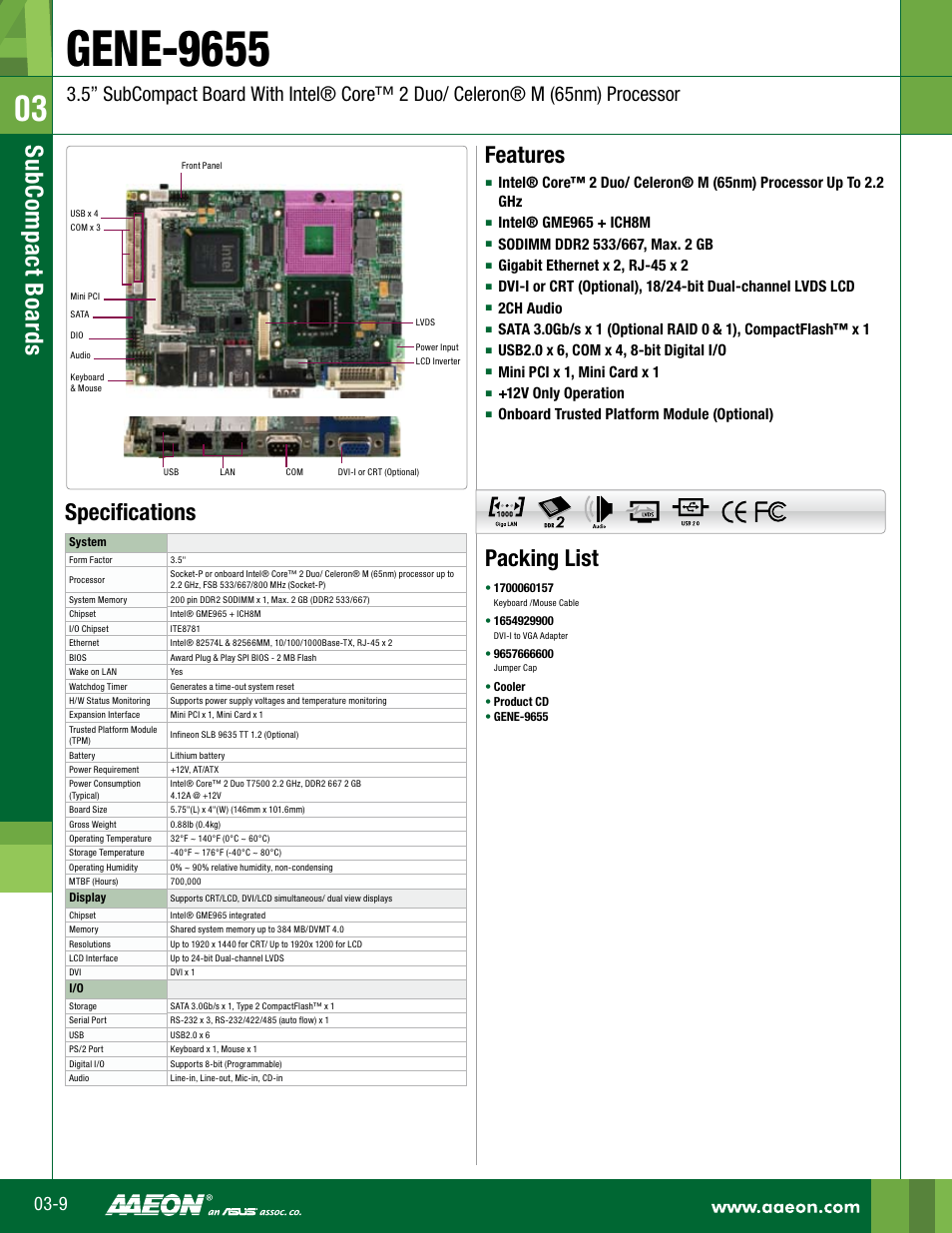 Impulse GENE-9655 User Manual | 2 pages