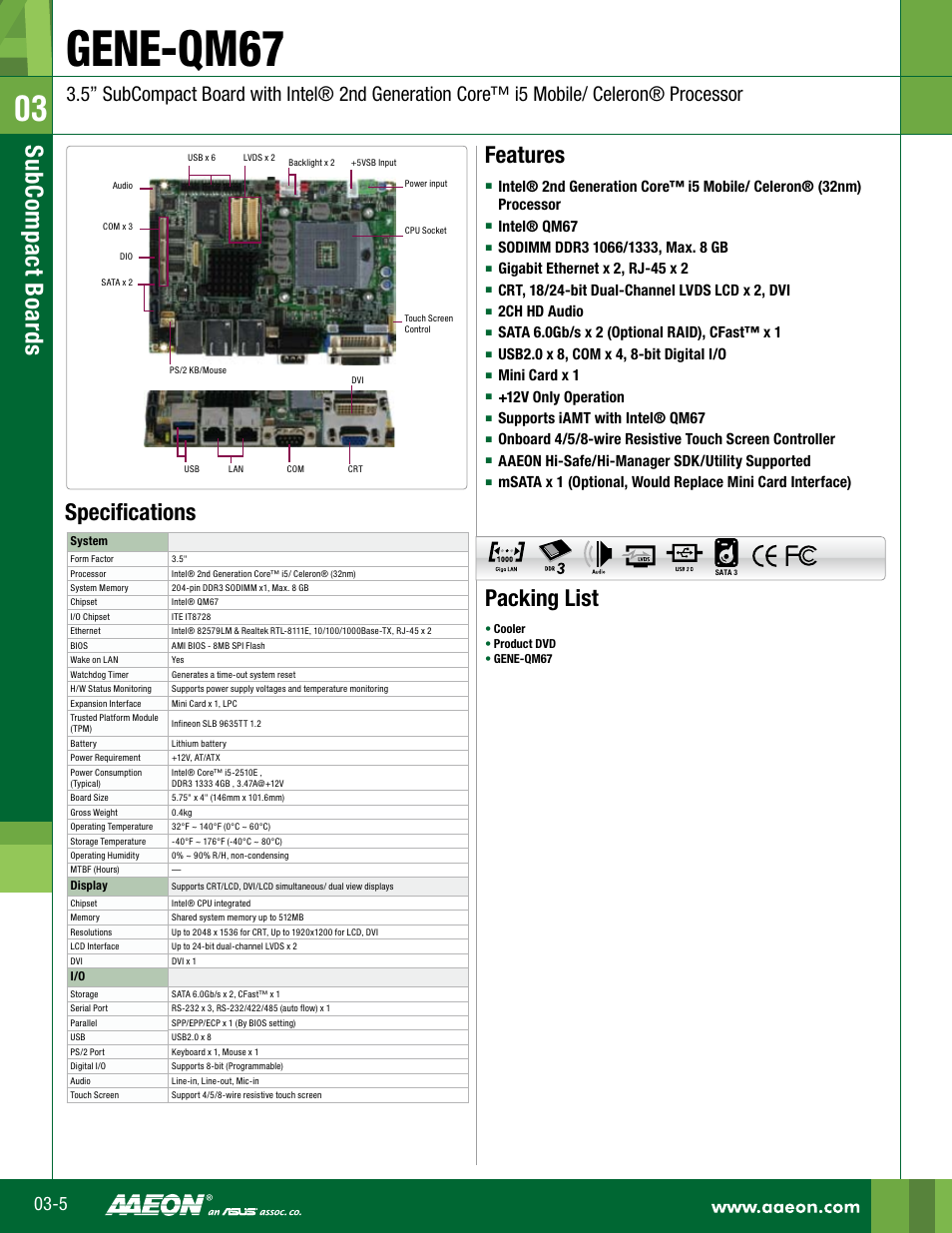 Impulse GENE-QM67 User Manual | 2 pages