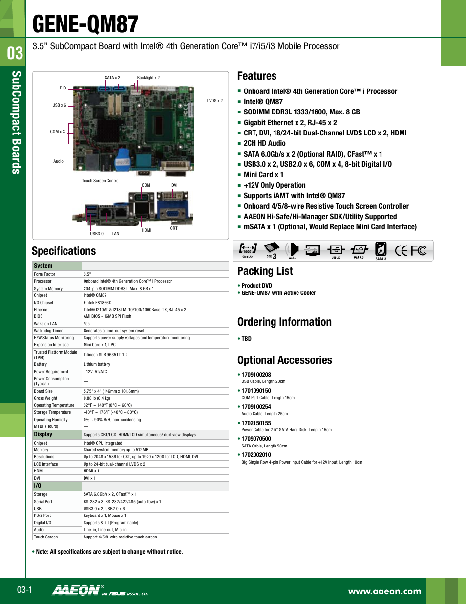 Impulse GENE-QM87 User Manual | 1 page