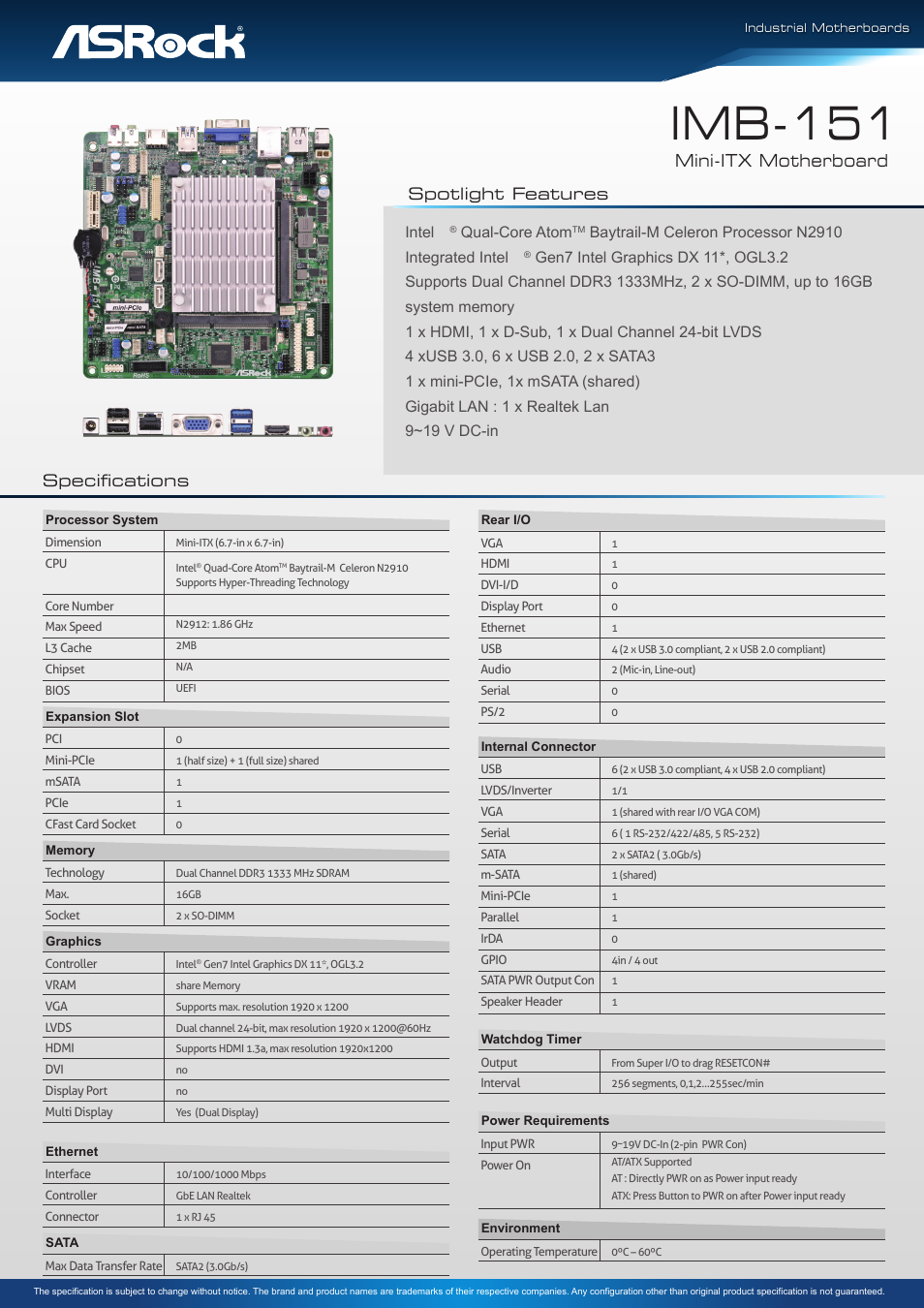 Impulse IMB-151 User Manual | 2 pages