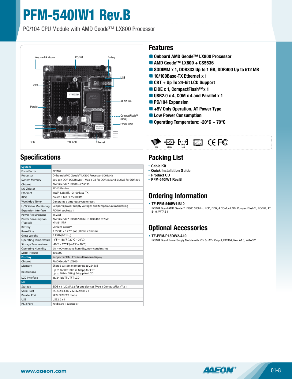 Impulse PFM-540IW1 Rev. B User Manual | 1 page