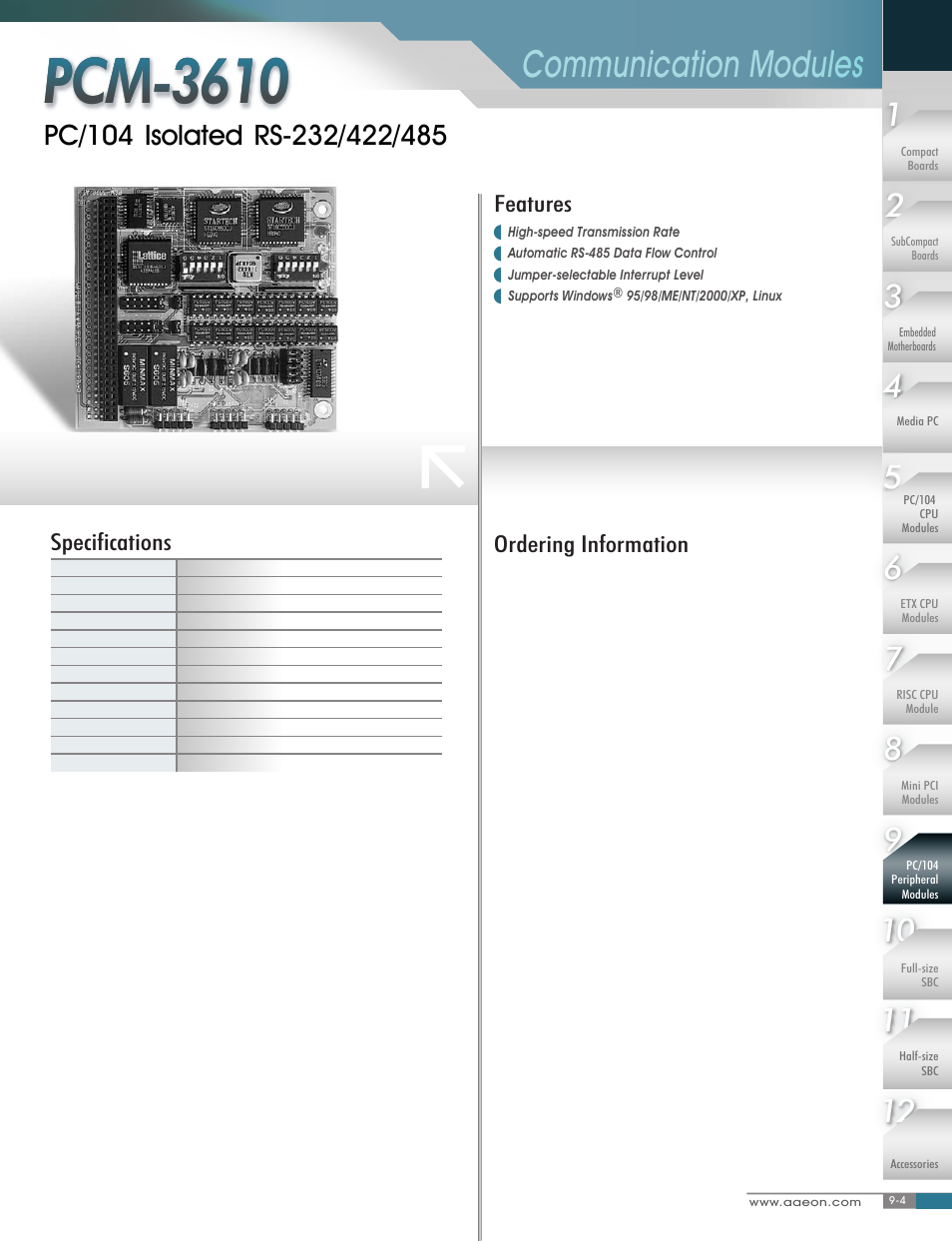 Impulse PCM-3610 User Manual | 1 page