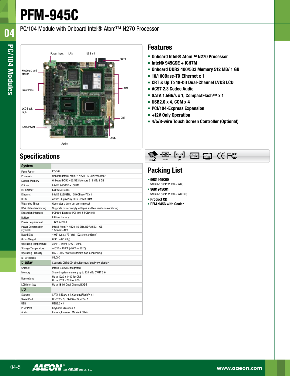 Impulse PFM-945C User Manual | 2 pages