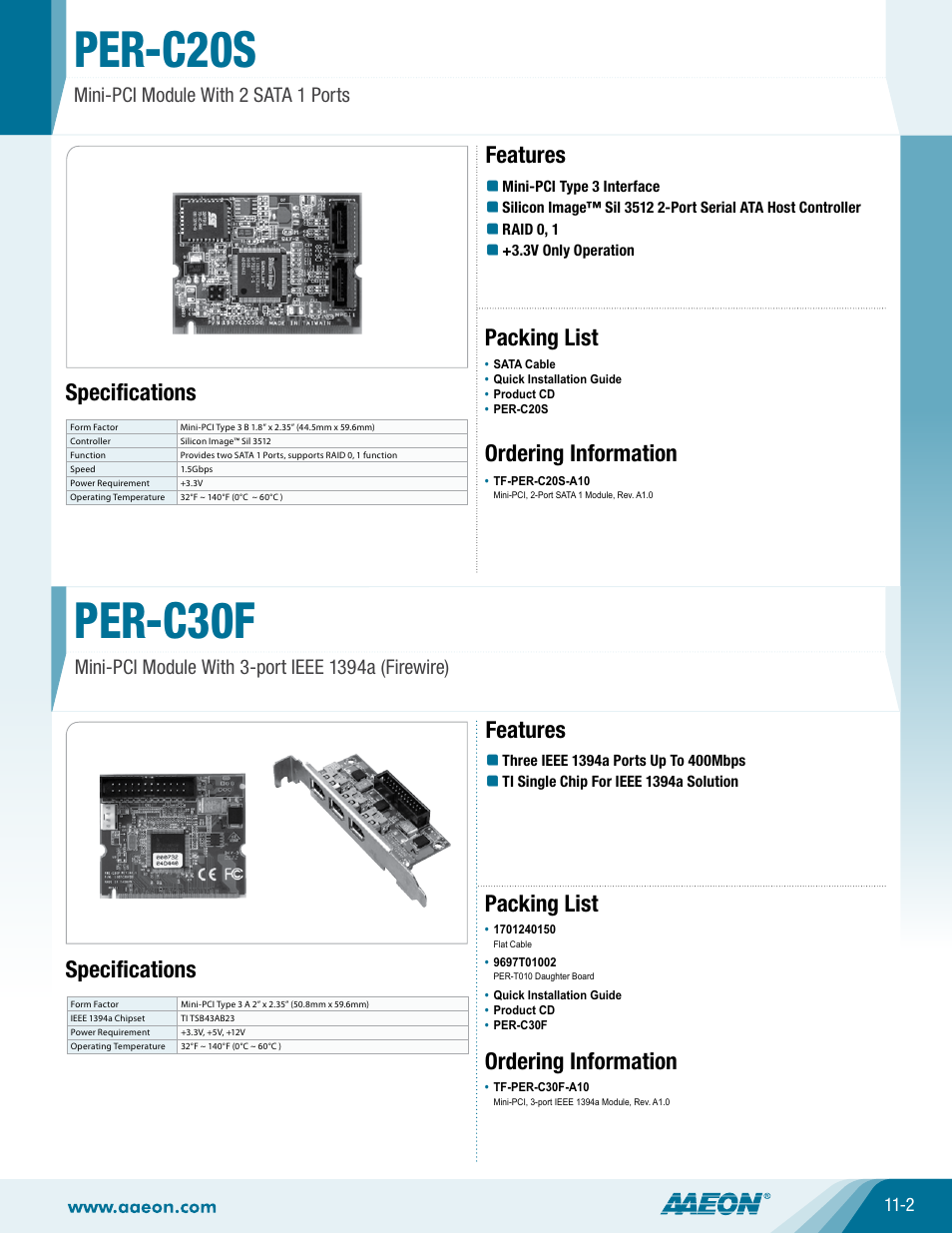 Impulse PER-C30F User Manual | 1 page