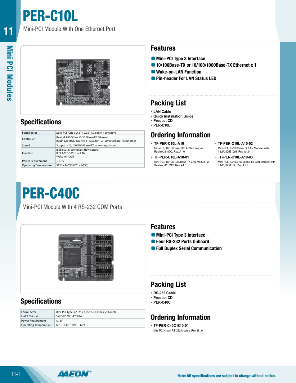 Impulse PER-C40C User Manual | 1 page