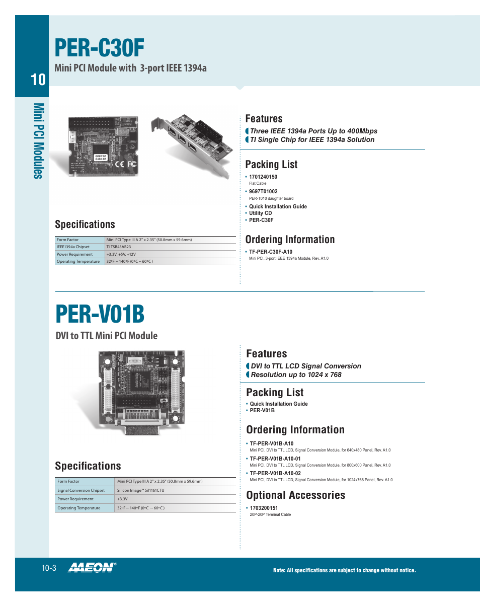 Impulse PER-V01B User Manual | 1 page