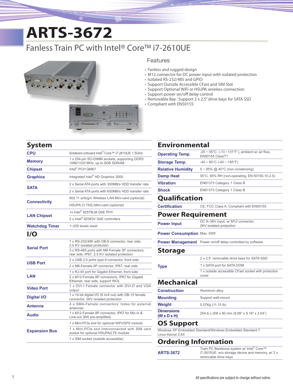 Impulse ARTS-3672 User Manual | 2 pages