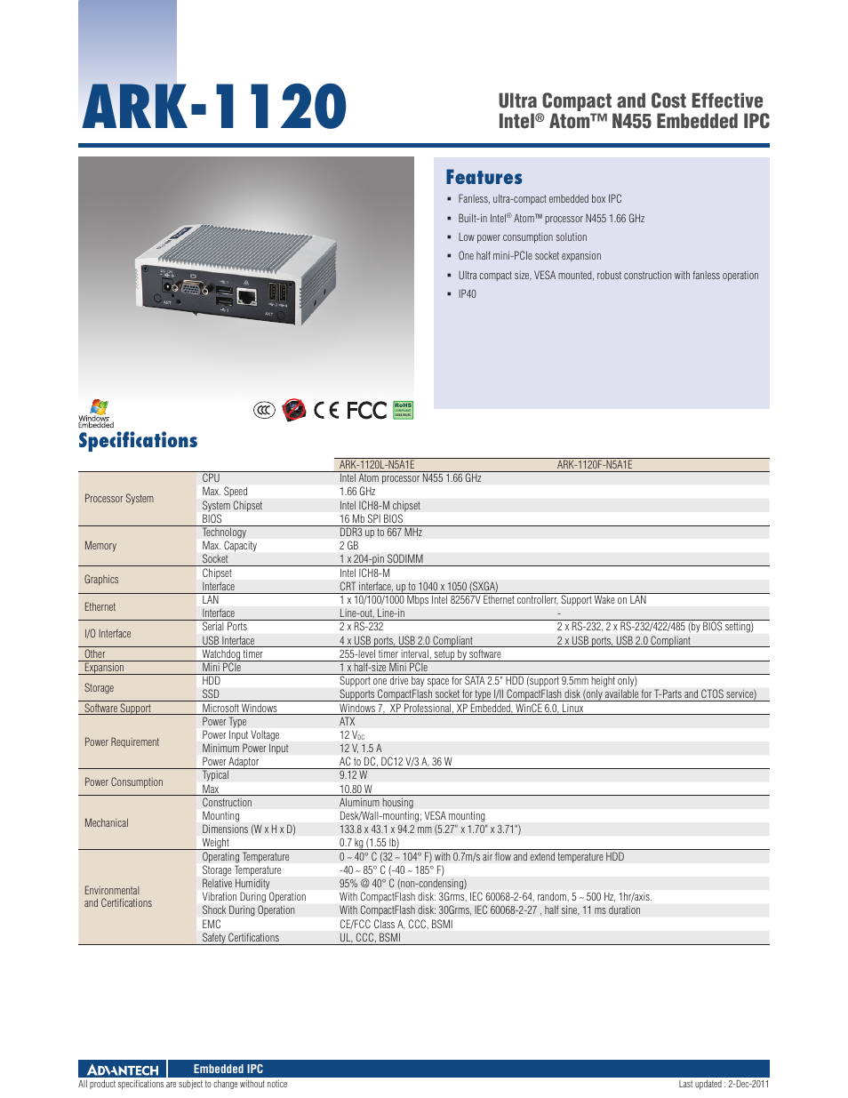 Impulse ARK-1120 User Manual | 2 pages