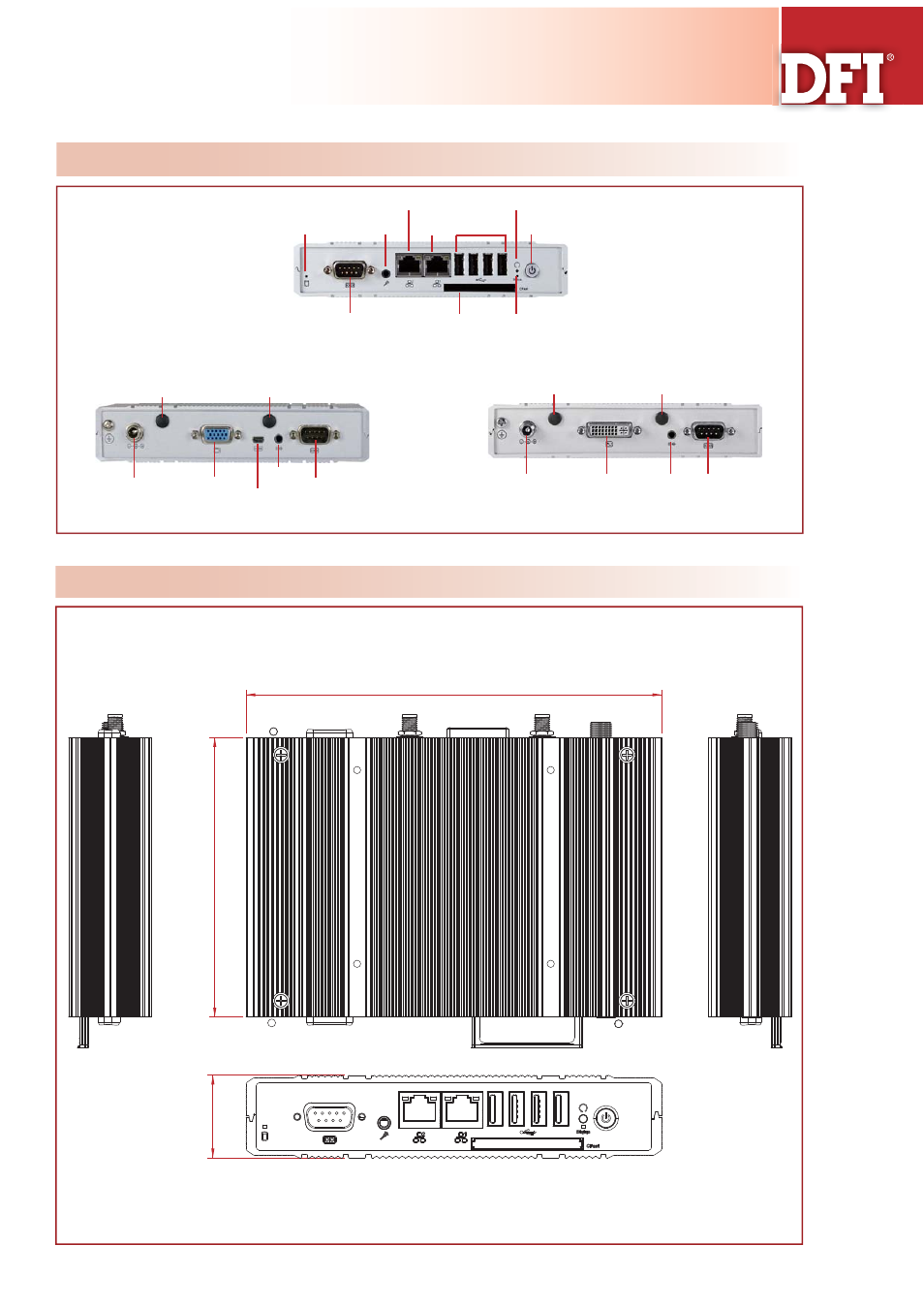 Ec800 series, Fanless embedded system, Panel dimensions | Impulse EC800 Series User Manual | Page 2 / 4