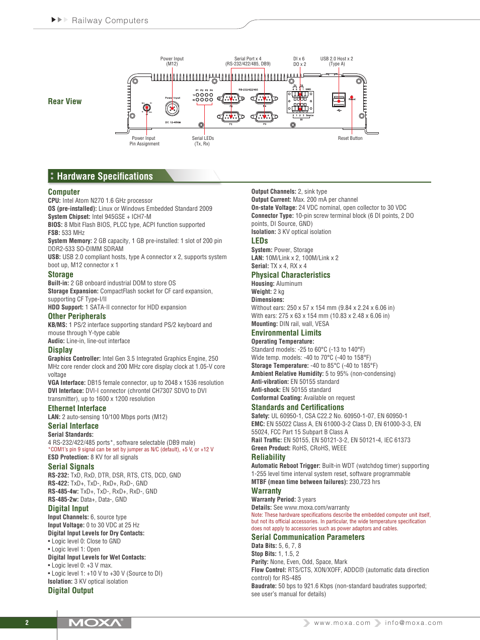 Hardware specifications | Impulse V2406 Series User Manual | Page 2 / 4