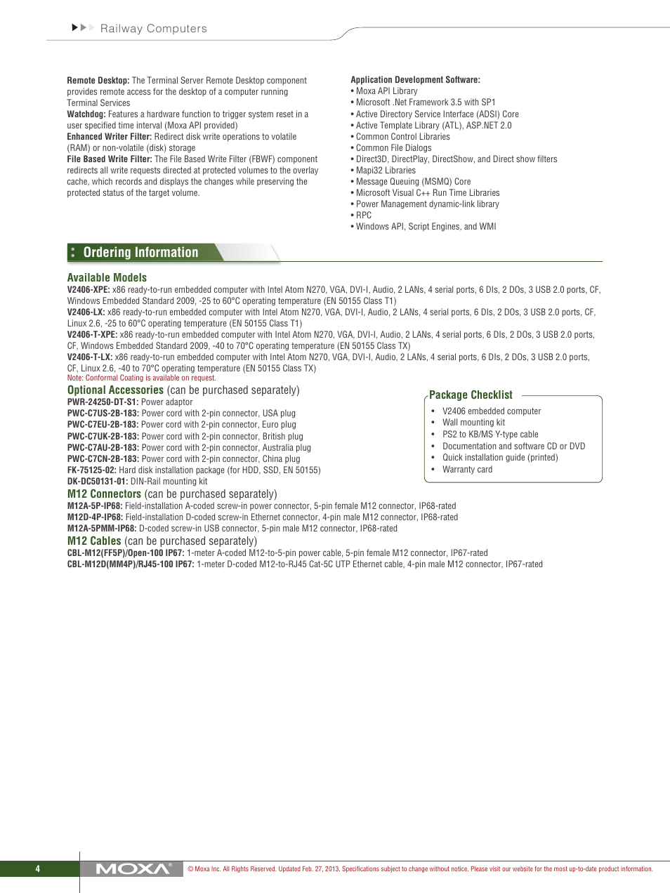 Ordering information | Impulse V2406 Series User Manual | Page 4 / 4