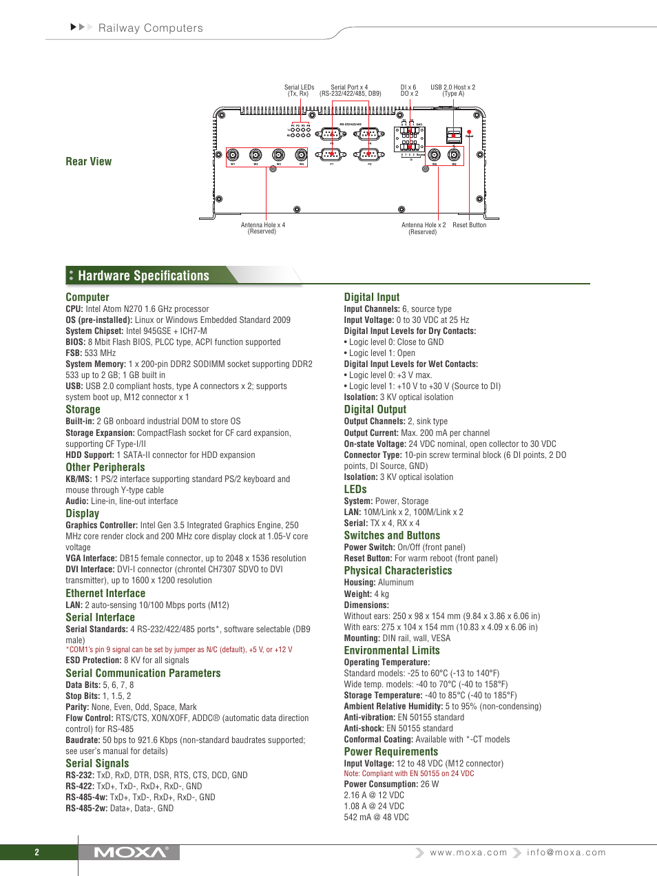 Hardware specifications | Impulse V2406-24I Series User Manual | Page 2 / 4