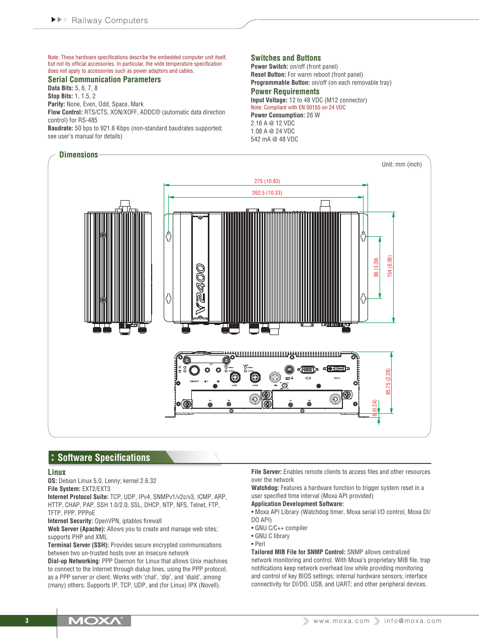 Software specifications | Impulse V2416 Series User Manual | Page 3 / 4