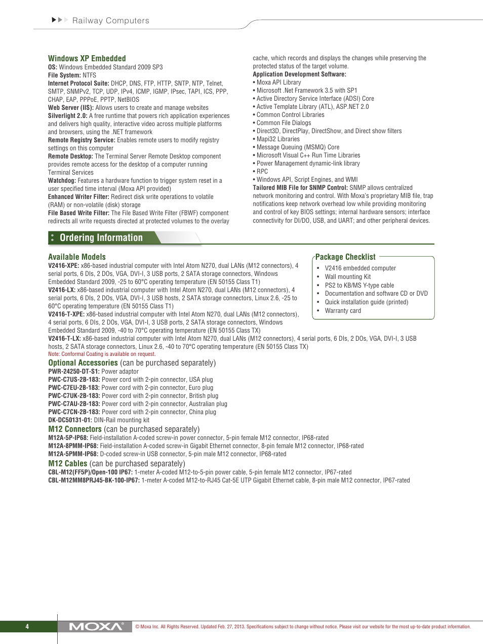 Ordering information | Impulse V2416 Series User Manual | Page 4 / 4