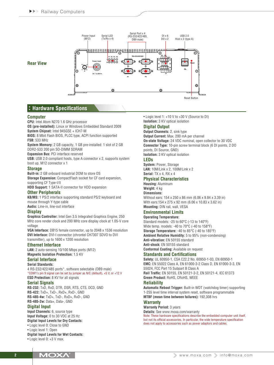 Hardware specifications | Impulse V2426 Series User Manual | Page 2 / 4