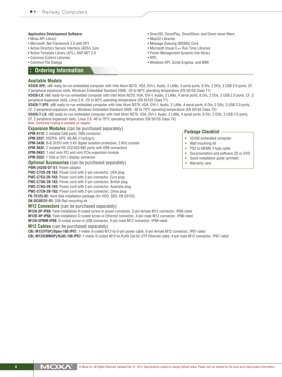 Ordering information | Impulse V2426 Series User Manual | Page 4 / 4