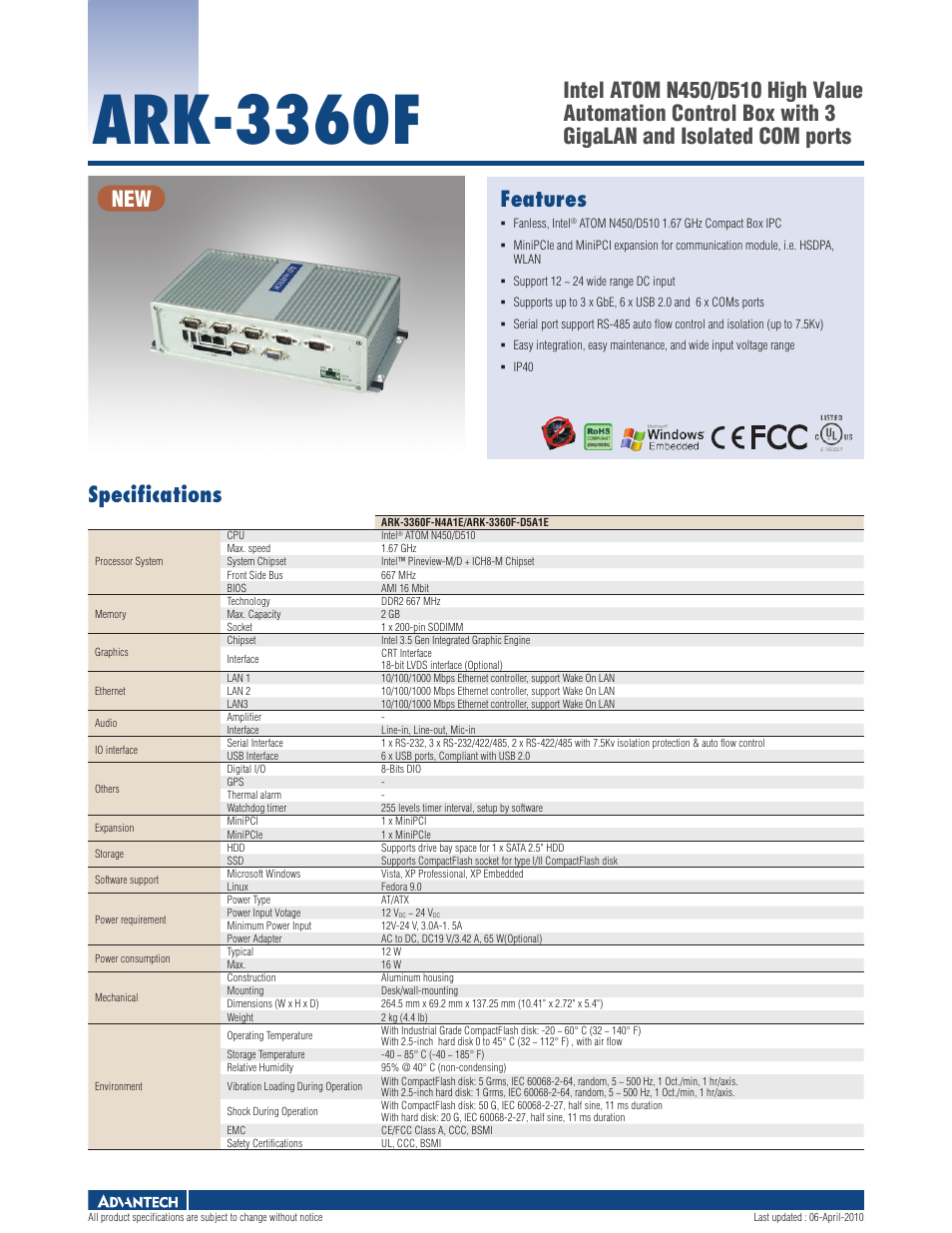 Impulse ARK-3360F User Manual | 2 pages