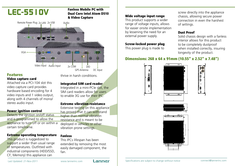 Impulse LEC-5510V User Manual | 2 pages
