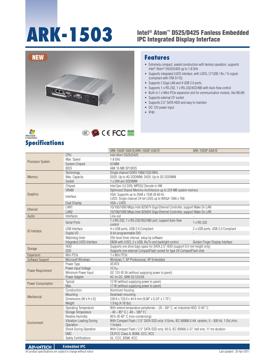 Impulse ARK-1503P User Manual | 2 pages
