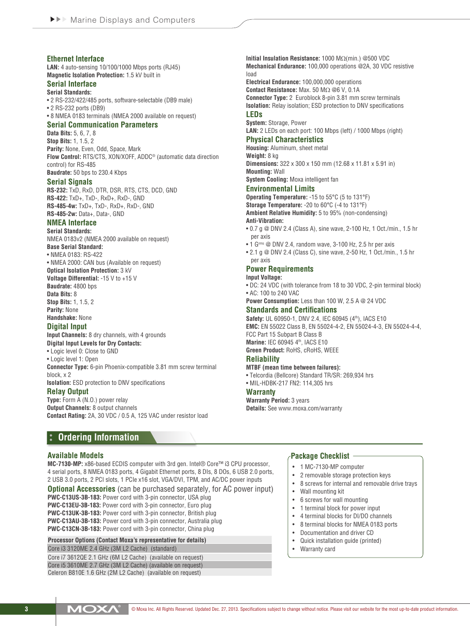 Ordering information | Impulse MC-7130-MP User Manual | Page 3 / 3