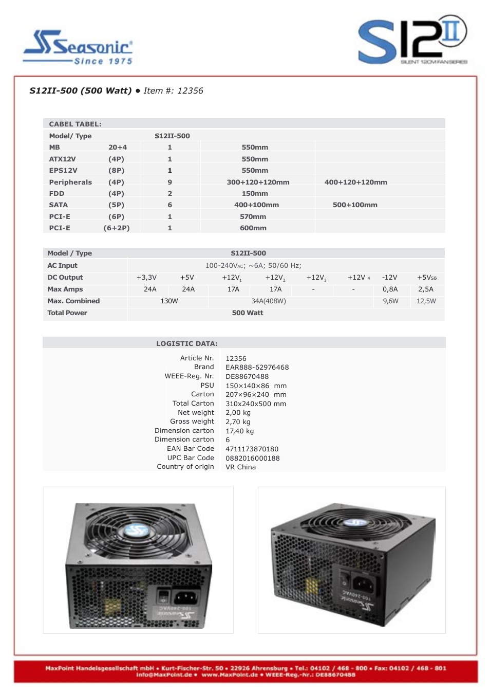 Impulse PS-X500-USS User Manual | Page 2 / 2