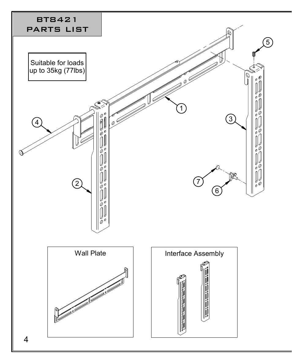 Bt8421 parts list | Impulse BT8421 User Manual | Page 4 / 12