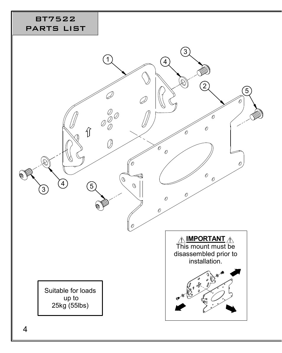 Bt7522 parts list | Impulse BT7522 User Manual | Page 4 / 12