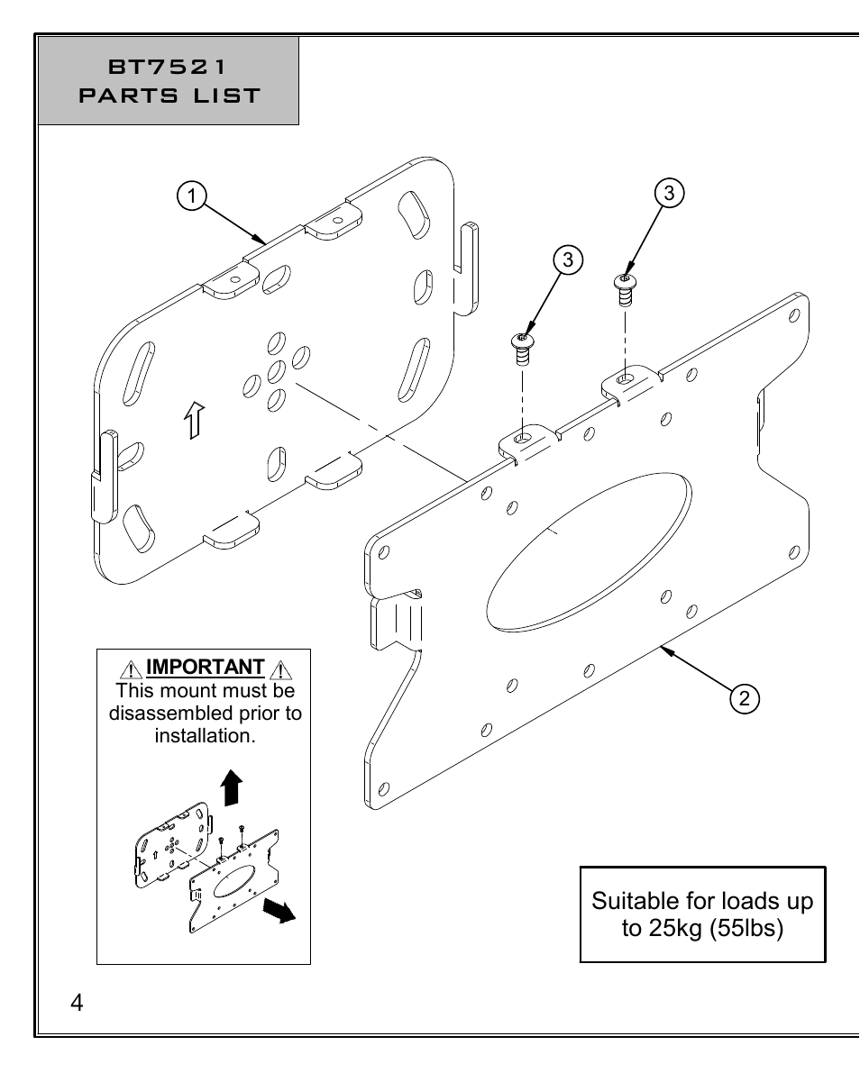 Bt7521 (v2) assembly leaflet 200510 4, Bt7521 parts list | Impulse BT7521 User Manual | Page 4 / 12