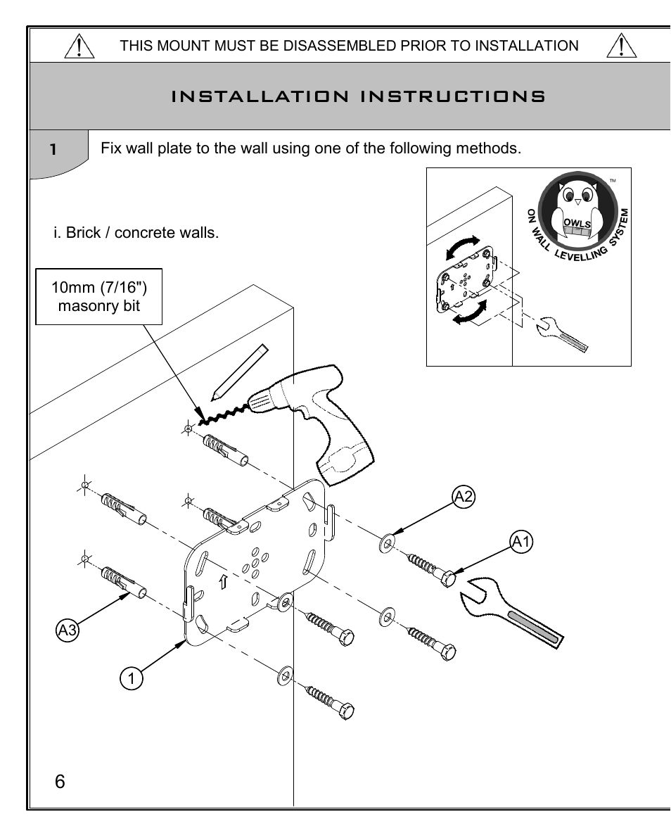 Bt7521 (v2) assembly leaflet 200510 6, Installation instructions 1 | Impulse BT7521 User Manual | Page 6 / 12