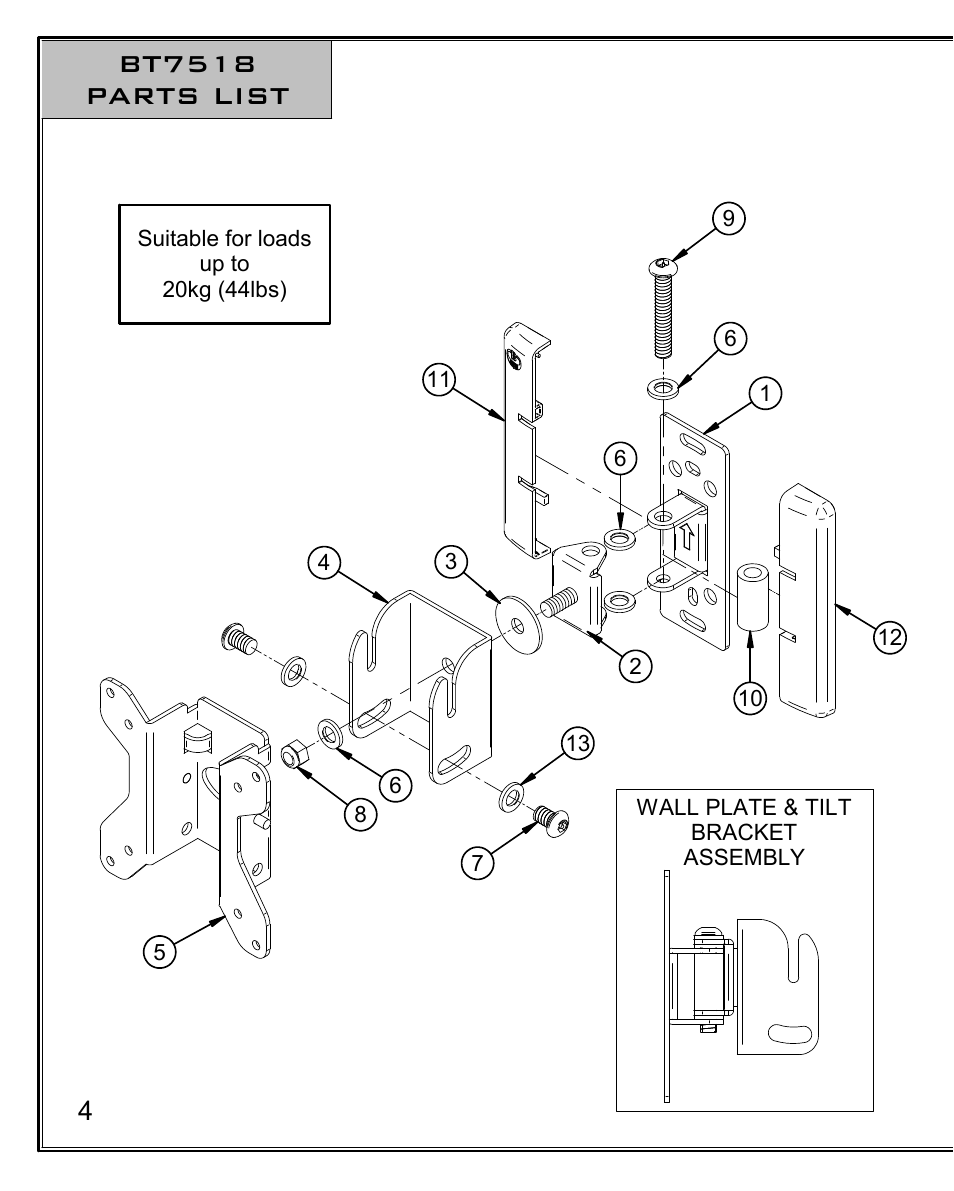 Bt7518 parts list | Impulse BT7518 User Manual | Page 4 / 12