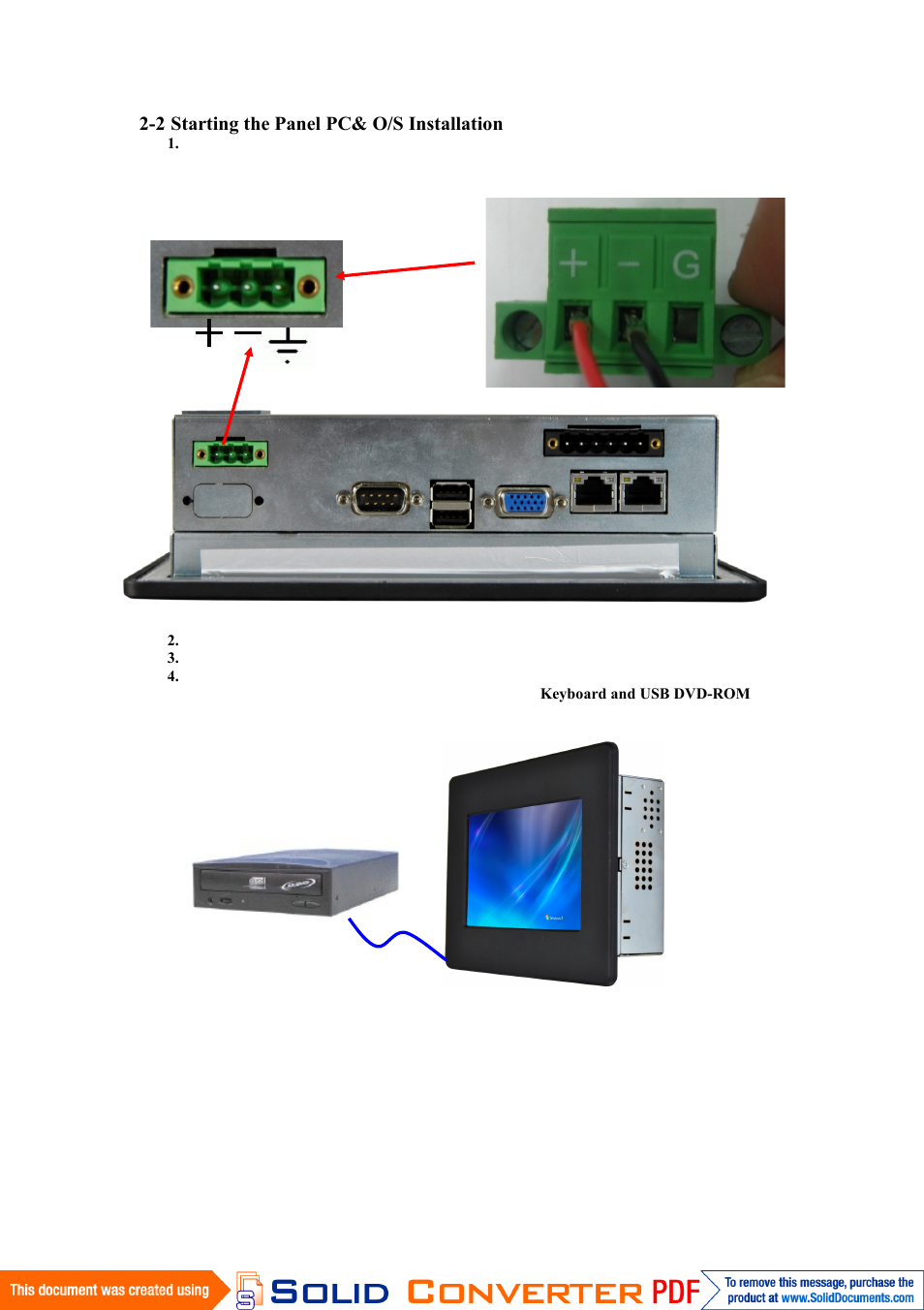 2 starting the panel pc& o/s installation | Impulse W10I93S-PMH1HM User Manual | Page 13 / 24