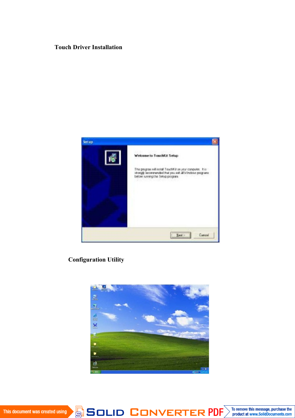Chapter 3 driver installation, Touch driver installation, Configuration utility | Impulse W10I93S-PMH1HM User Manual | Page 15 / 24
