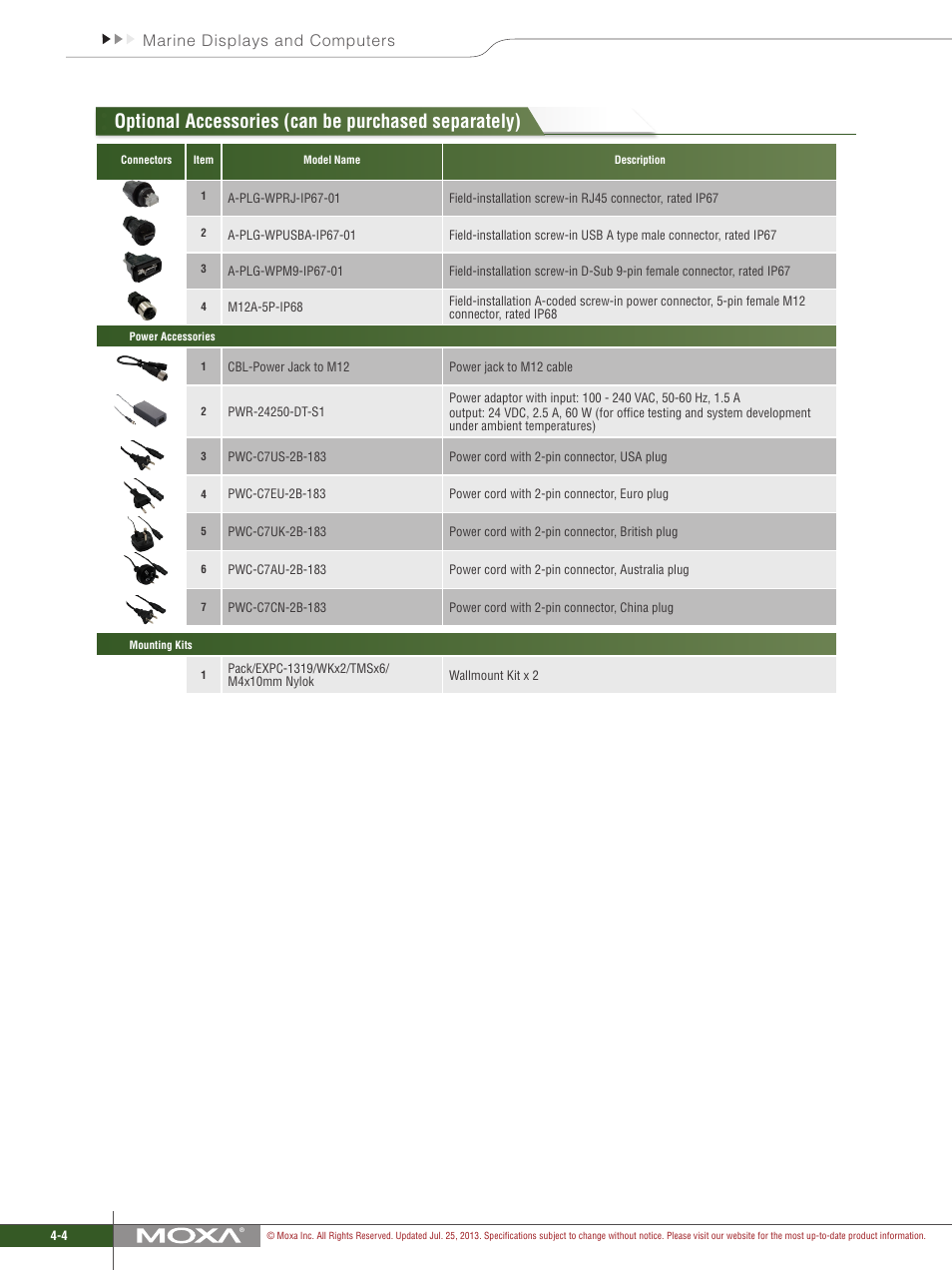 Optional accessories (can be purchased separately), Marine displays and computers | Impulse EXPC-1319 User Manual | Page 4 / 4
