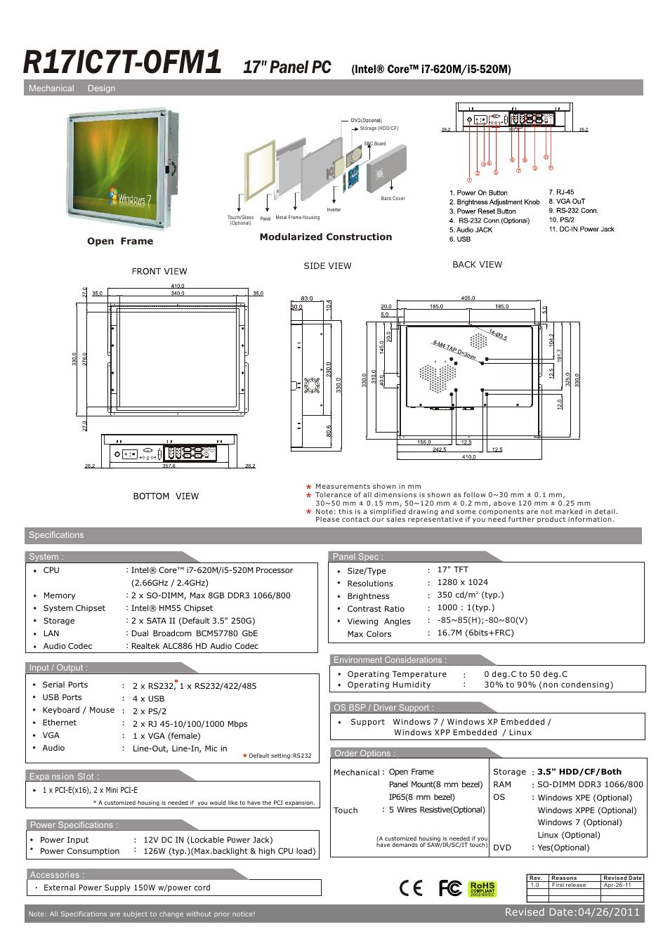 Impulse R17IC7T-OFM1 User Manual | 1 page