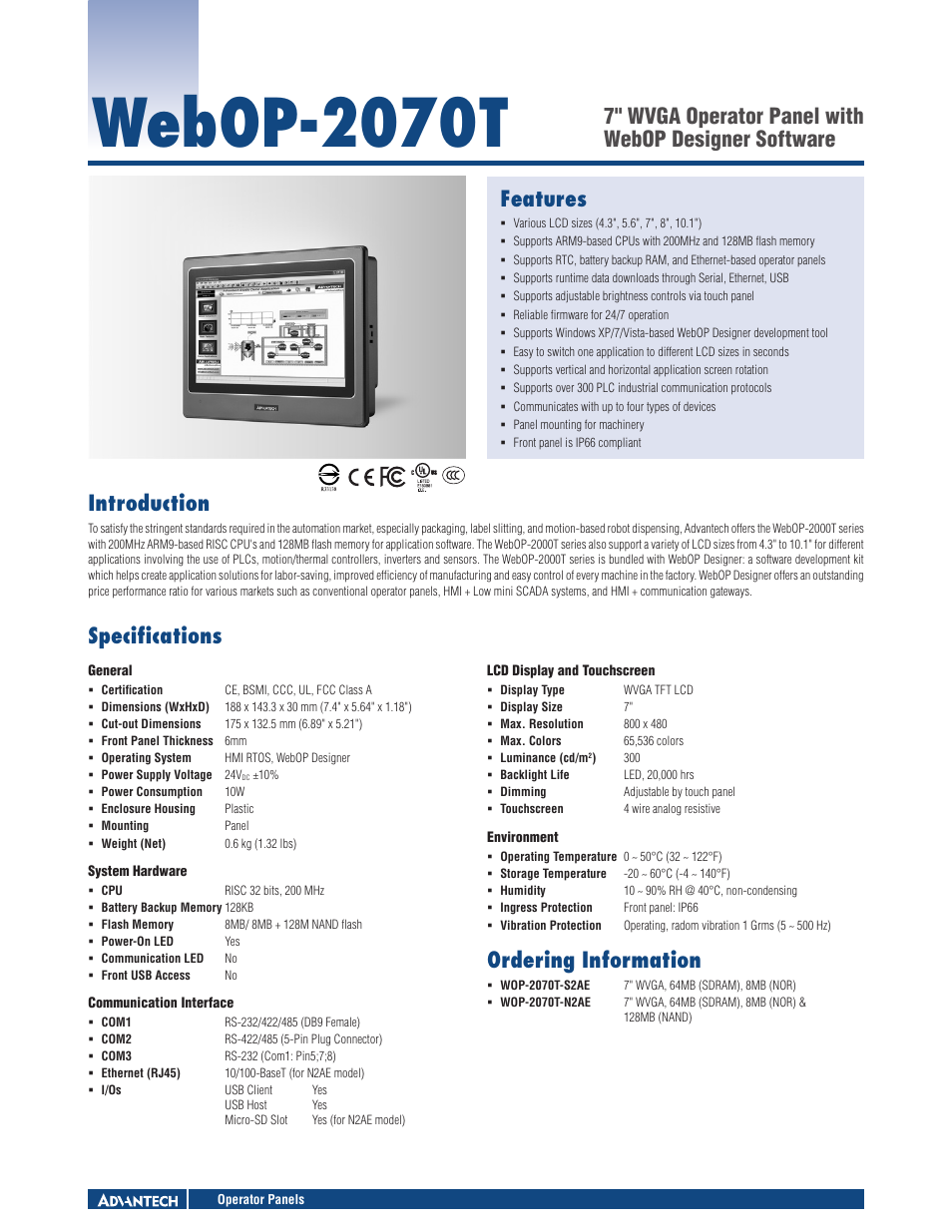 Impulse WebOP-2070T User Manual | 2 pages