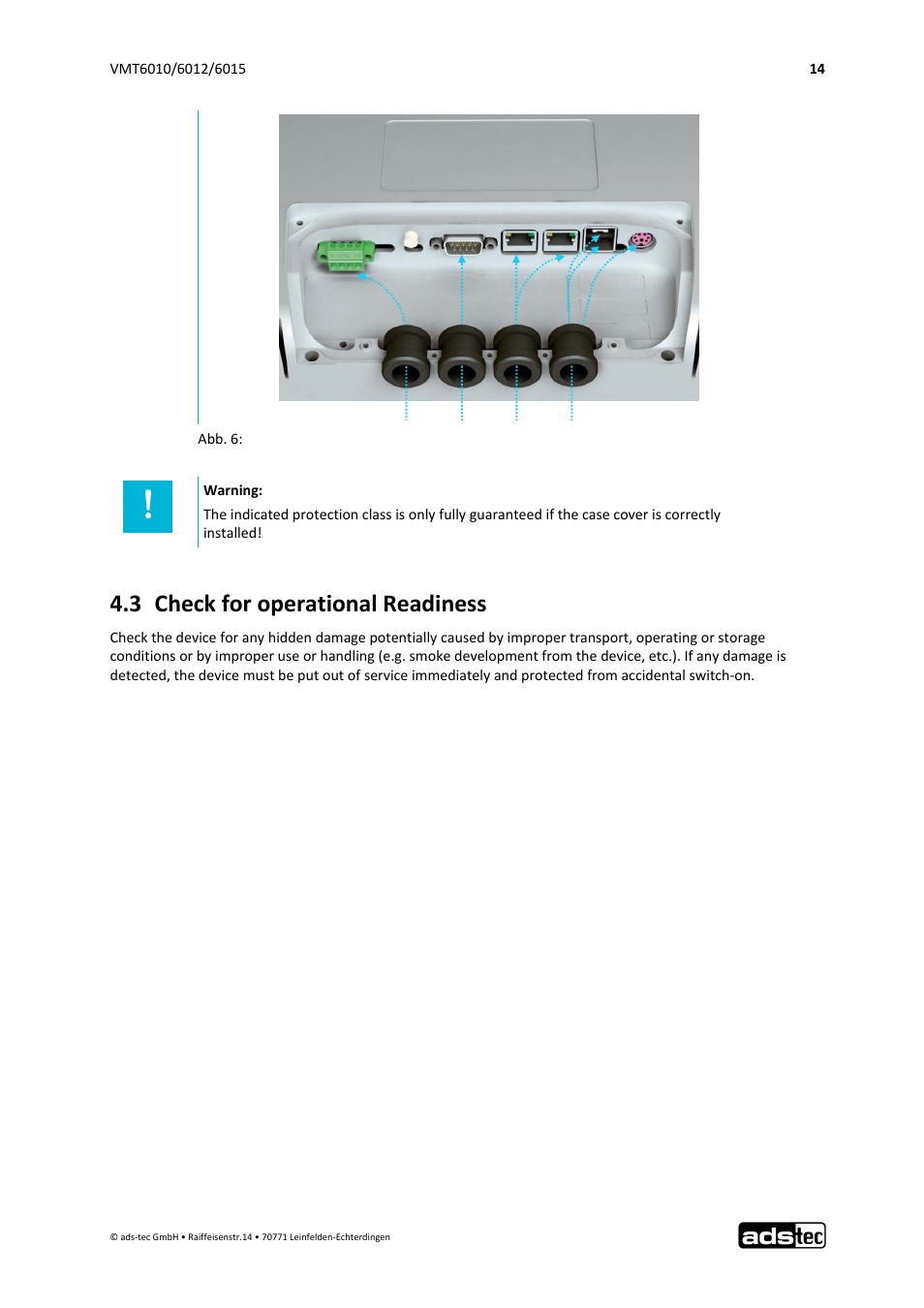 3 check for operational readiness | ADS-TEC VMT6010/6012/6015 User Manual | Page 15 / 48