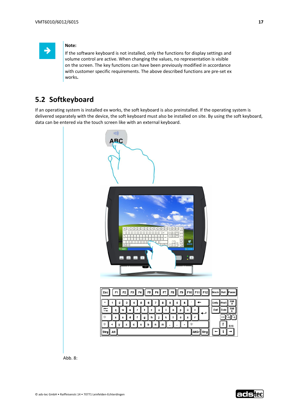 2 softkeyboard | ADS-TEC VMT6010/6012/6015 User Manual | Page 18 / 48