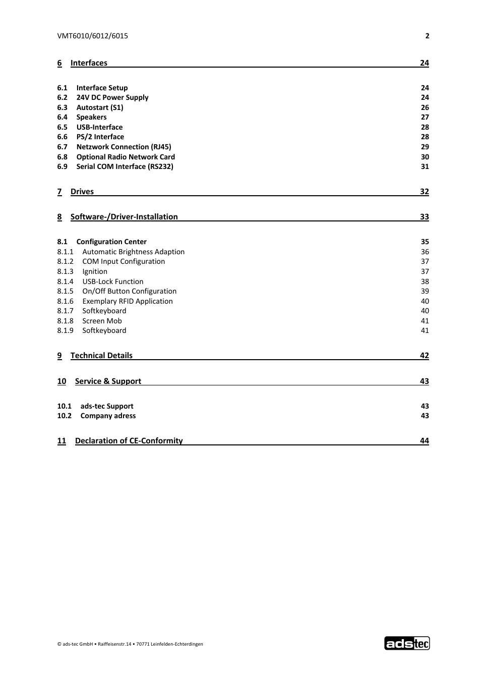 ADS-TEC VMT6010/6012/6015 User Manual | Page 3 / 48