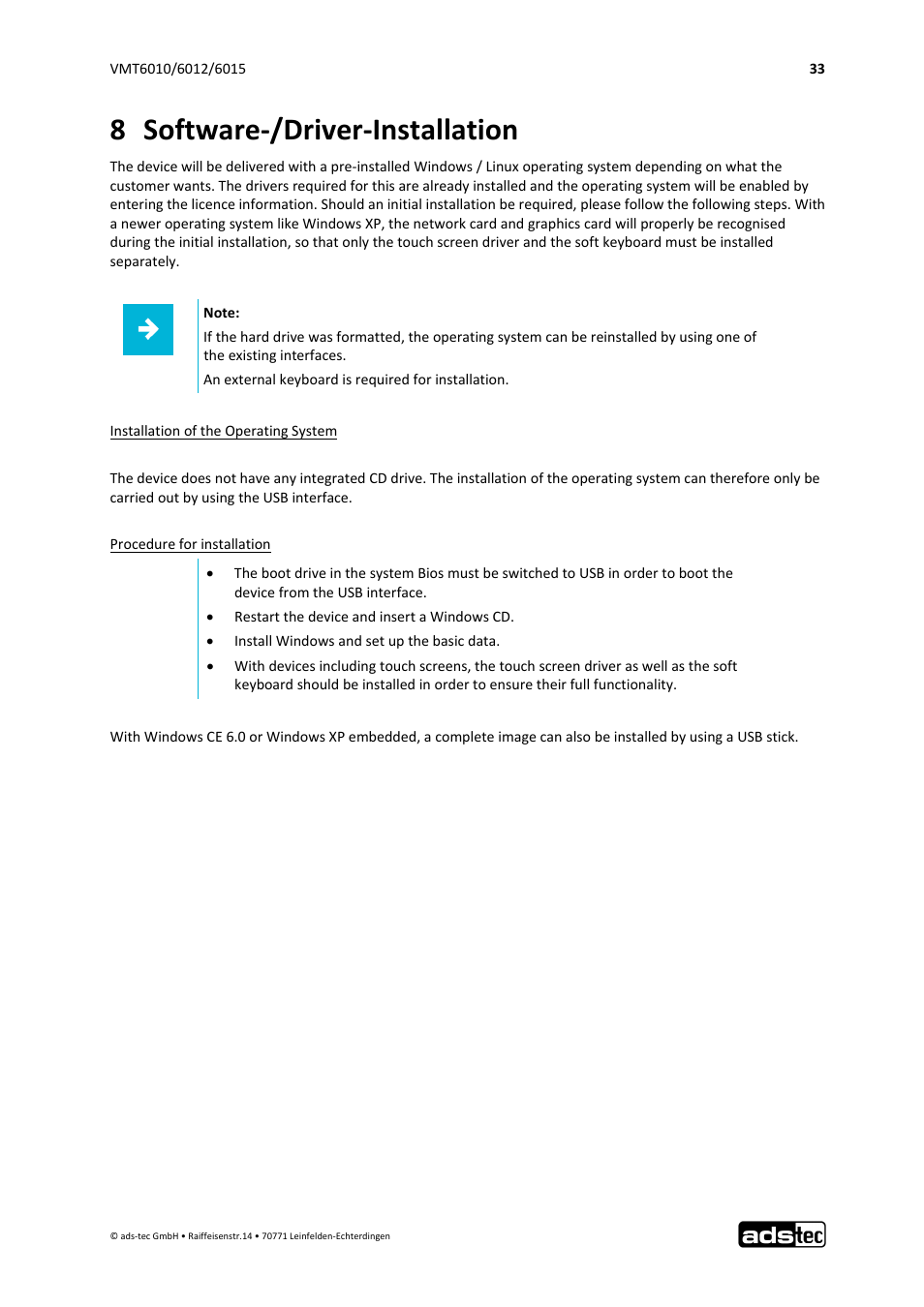 8 software‐/driver‐installation | ADS-TEC VMT6010/6012/6015 User Manual | Page 34 / 48