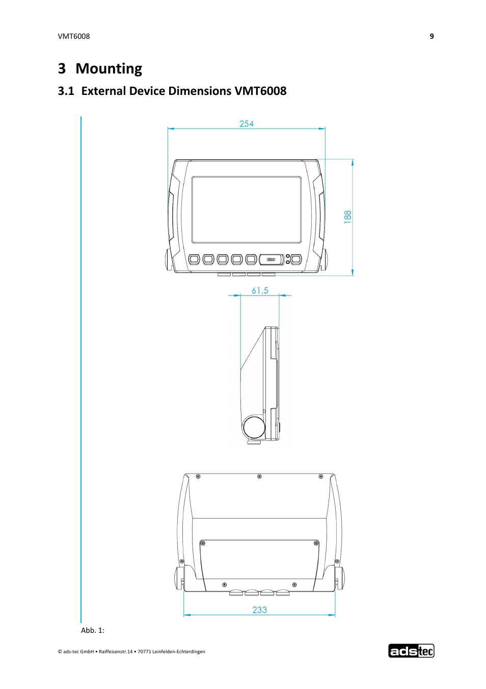 3 mounting | ADS-TEC VMT6008 User Manual | Page 10 / 46
